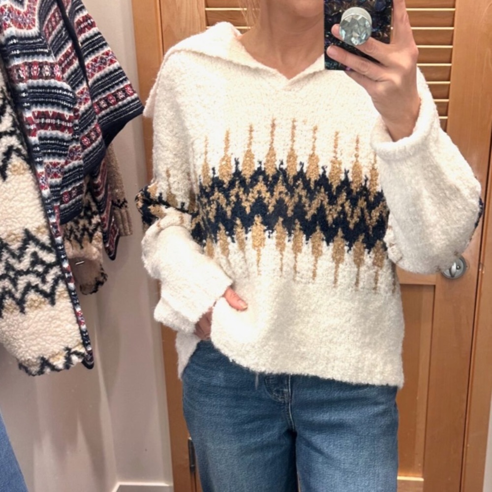 J.Crew Fair Isle johnny-collar sweater in bouclé yarn - Picture 2 of 4